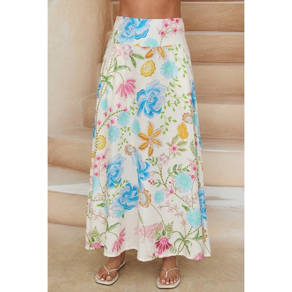 Stitch Floral Print Skirt